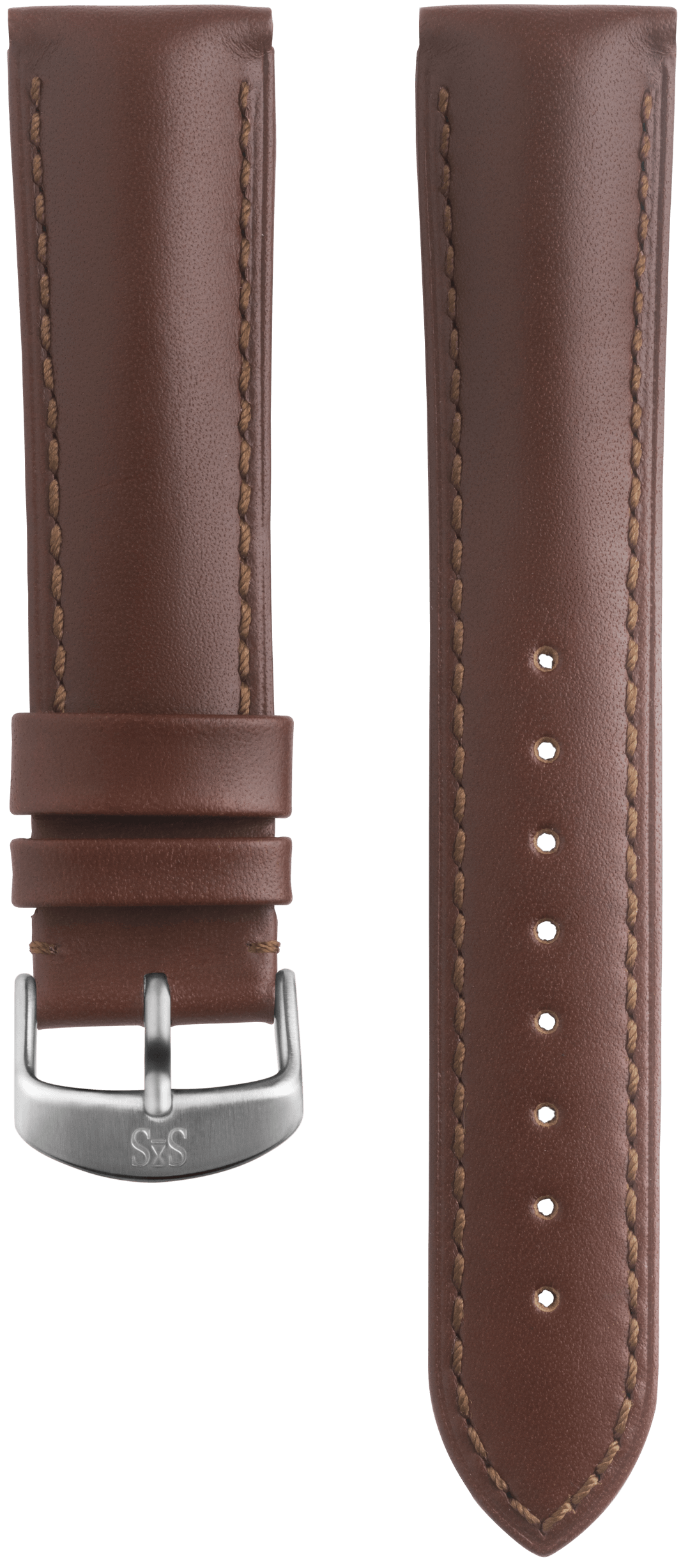 20mm Brown calfskin leather strap