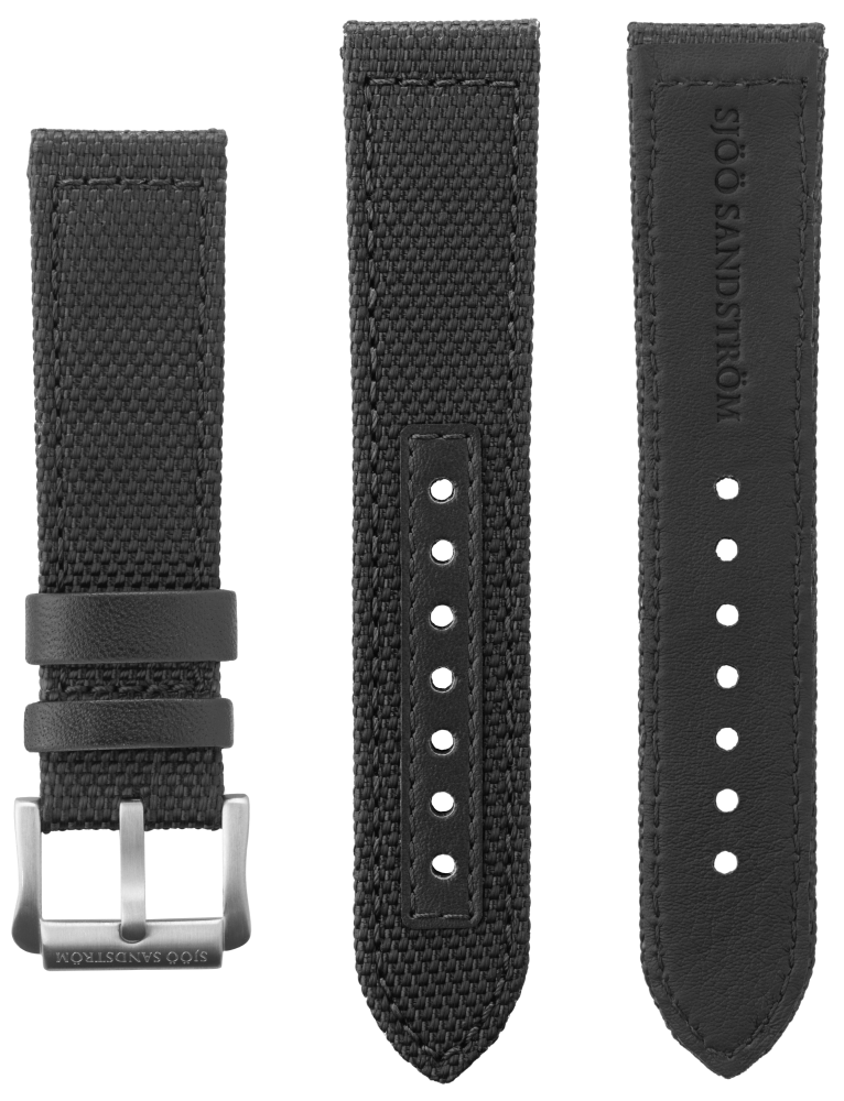 22mm Black woven strap with steel pin buckle