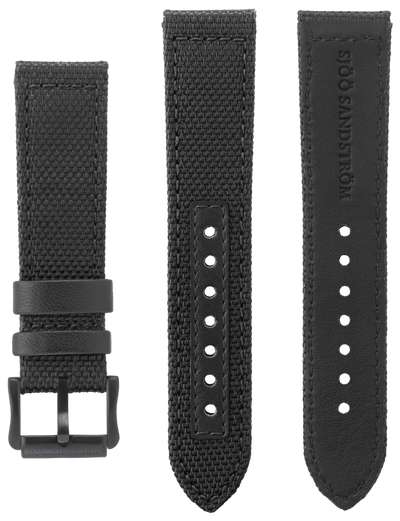22mm Black woven strap with DLC pin buckle
