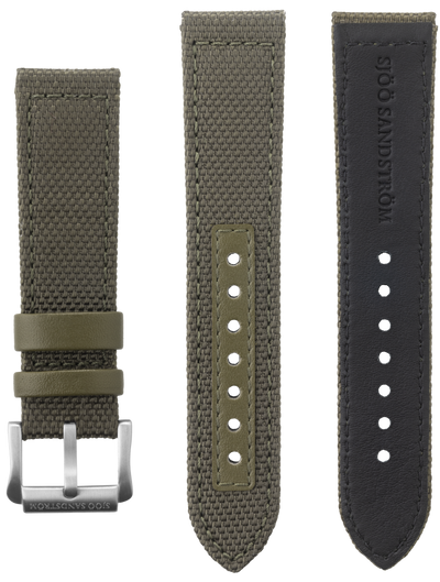 22mm Green woven strap with steel pin buckle