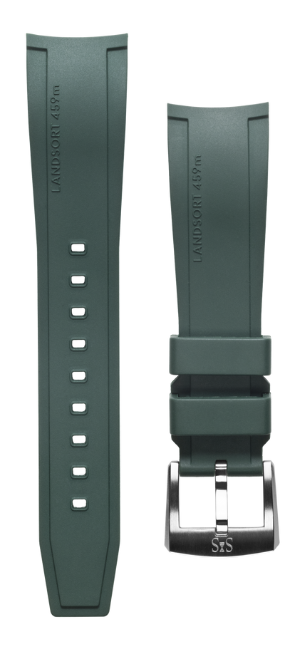 22mm Green Rubber strap Landsort with steel pin buckle