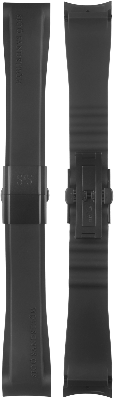 22mm Rubber strap with black DLC folding buckle